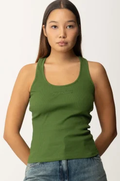 Patrizia Pepe Canotta Basica con Logo LetteringGREEN GARDEN