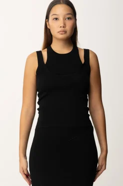 Patrizia Pepe Canotta con Cut-out e Logo CharmNERO