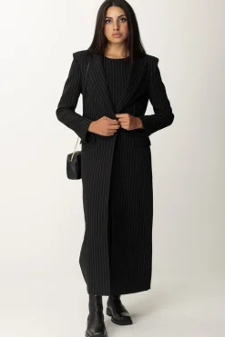 Patrizia Pepe Cappotto Lungo Gessato In FlanellaBLACK STRIPES