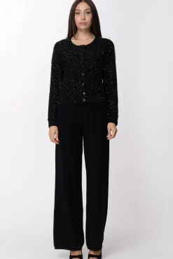 Patrizia Pepe Cardigan Corto con Lurex e CateneNERO