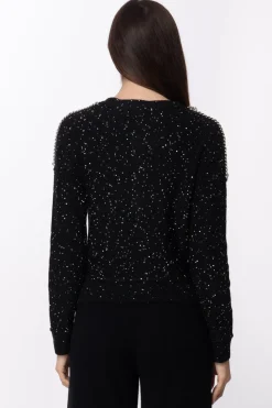 Patrizia Pepe Cardigan Corto con Lurex e CateneNERO