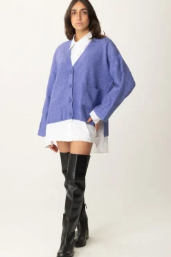 Patrizia Pepe Cardigan Cropped In MagliaBLUE IRIS MELANGE