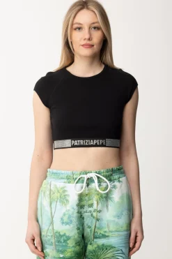 Patrizia Pepe Crop Top con StrassNERO