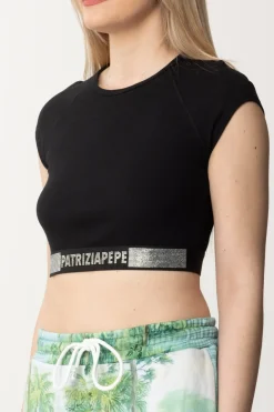 Patrizia Pepe Crop Top con StrassNERO