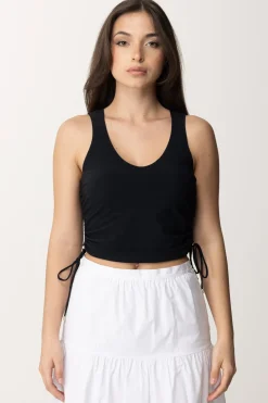 Patrizia Pepe Crop Top con LaccettiNERO