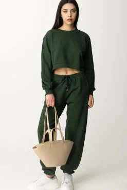 Patrizia Pepe Felpa In Cotone CropTUSCANY GREEN