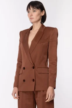 Patrizia Pepe Giacca Doppiopetto In SatinDARK CHOCOLATE