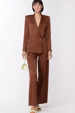 Patrizia Pepe Giacca Doppiopetto In SatinDARK CHOCOLATE