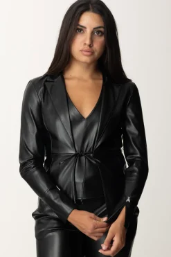 Patrizia Pepe Giacca In Similpelle con LaccettiNERO
