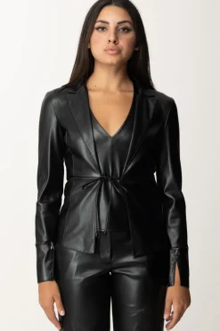 Patrizia Pepe Giacca In Similpelle con LaccettiNERO