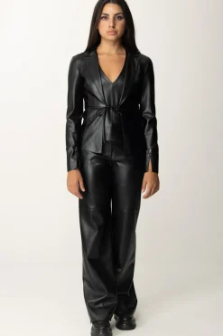Patrizia Pepe Giacca In Similpelle con LaccettiNERO