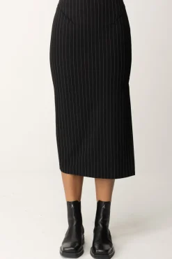 Patrizia Pepe Gonna Midi a Tubino In Tessuto GessatoBLACK STRIPES
