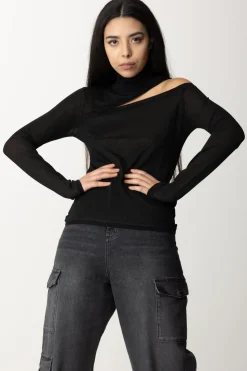 Patrizia Pepe Maglia a Collo Alto con CutoutNERO LUREX