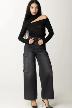 Patrizia Pepe Maglia a Collo Alto con CutoutNERO LUREX