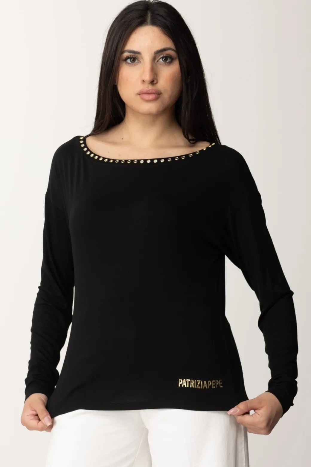 Patrizia Pepe Maglia con Scollatura SpecchiettiNERO