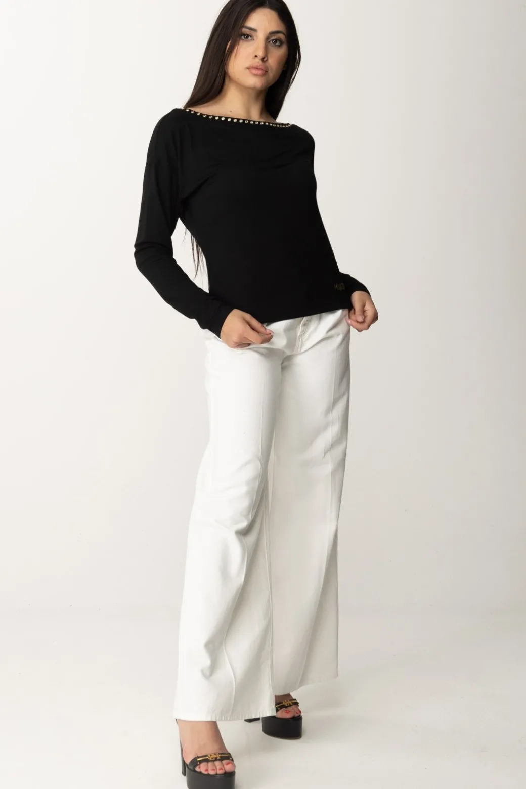 Patrizia Pepe Maglia con Scollatura SpecchiettiNERO