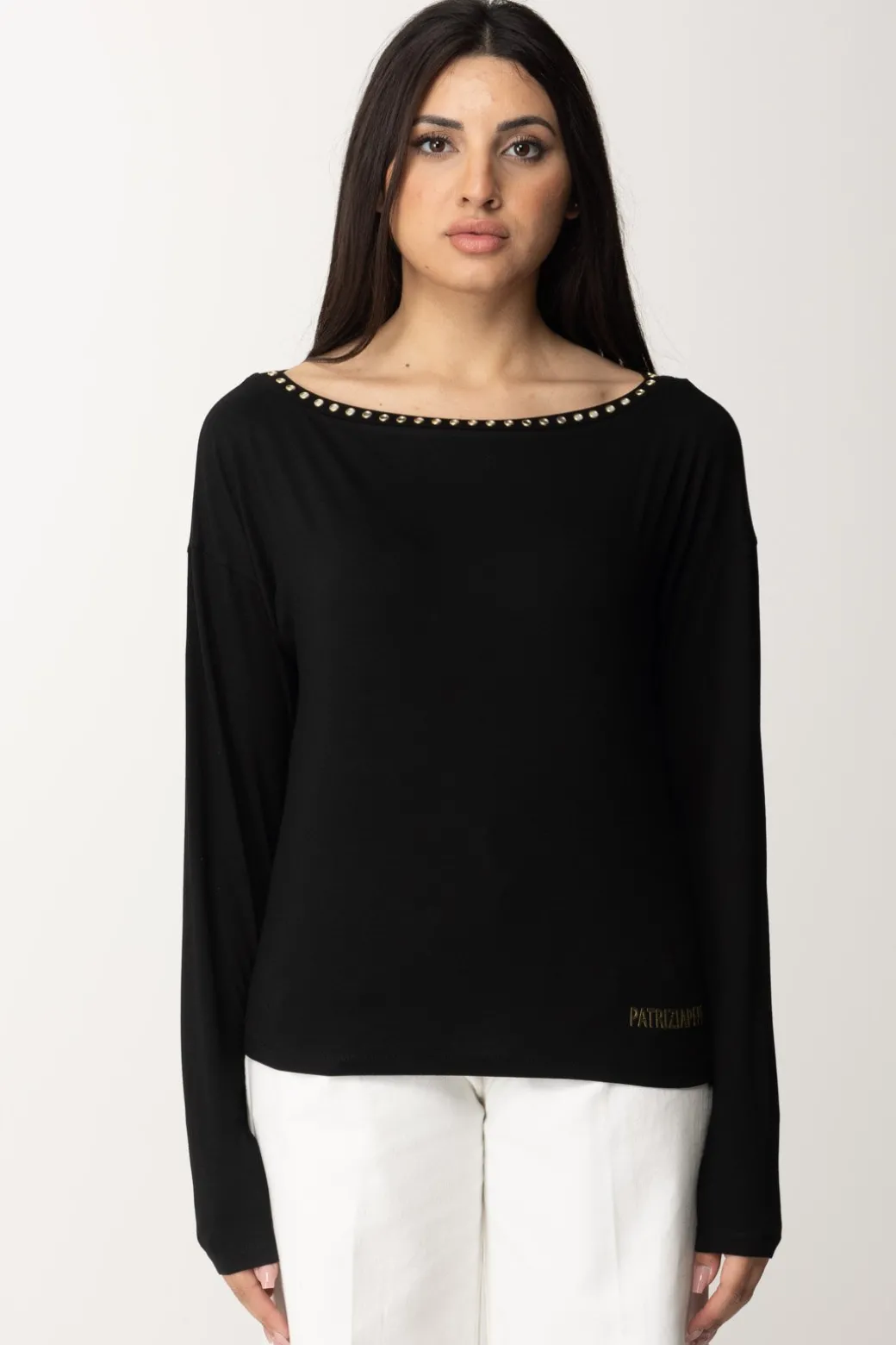 Patrizia Pepe Maglia con Scollatura SpecchiettiNERO