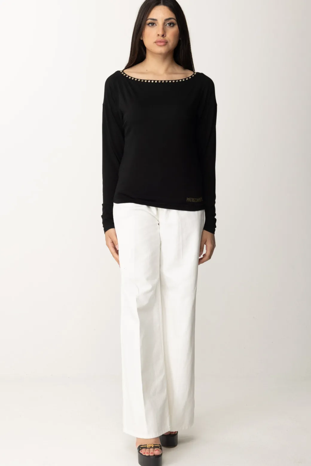 Patrizia Pepe Maglia con Scollatura SpecchiettiNERO