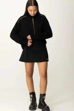 Patrizia Pepe Maglia Dolcevita con Inserti In NylonNERO
