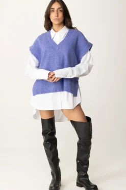 Patrizia Pepe Maglia Over SmanicataBLUE IRIS MELANGE