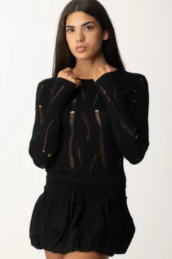 Patrizia Pepe Maglia Trasparente con Dettagli Cut-outNERO