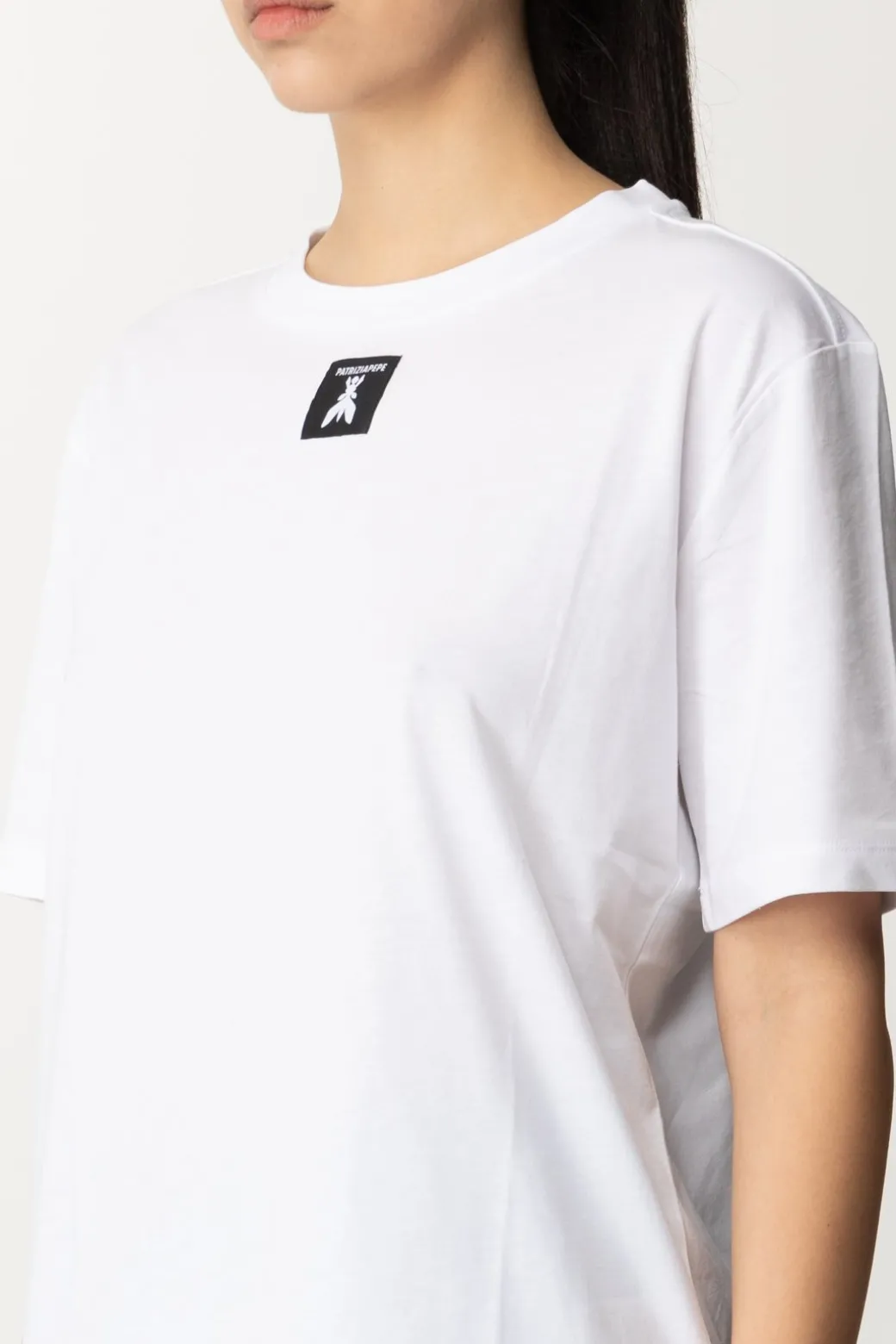 Patrizia Pepe Maglietta In Cotone con Logo FlyBIANCO OTTICO