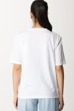Patrizia Pepe Maglietta In Cotone con Logo FlyBIANCO OTTICO