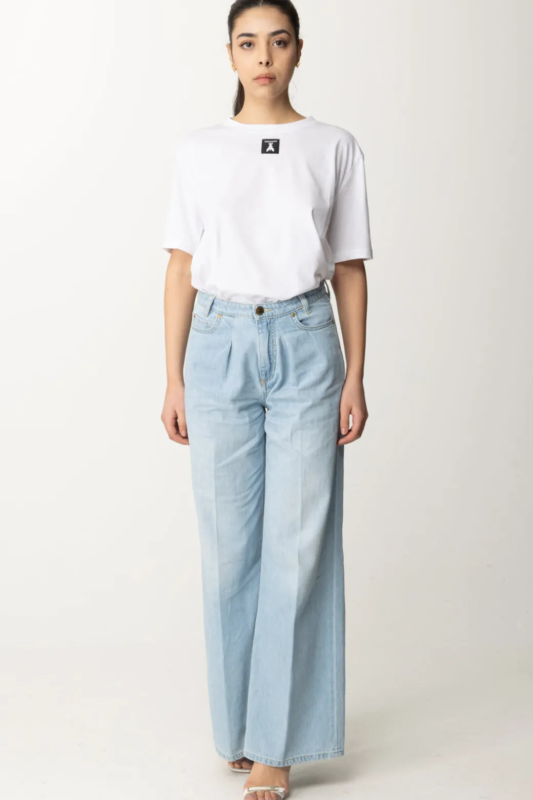 Patrizia Pepe Maglietta In Cotone con Logo FlyBIANCO OTTICO