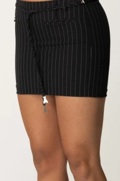 Patrizia Pepe Minigonna a Vita Bassa GessataBLACK STRIPES