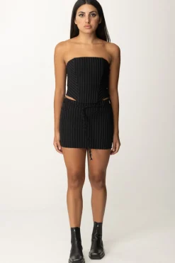 Patrizia Pepe Minigonna a Vita Bassa GessataBLACK STRIPES