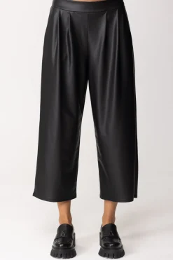 Patrizia Pepe Pantaloni Crop Effetto PelleNERO