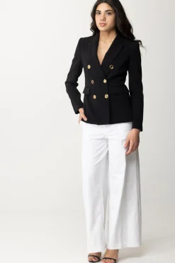 Patrizia Pepe Pantaloni Gamba Dritta con Logo CharmBIANCO