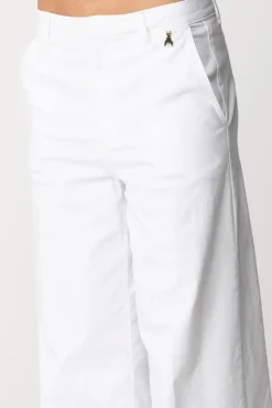 Patrizia Pepe Pantaloni Gamba Dritta con Logo CharmBIANCO