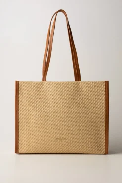 Patrizia Pepe Shopper Bag IntrecciataNATURAL/CUOIO