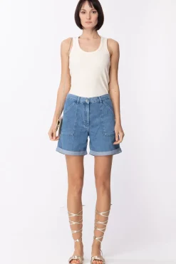 Patrizia Pepe Shorts In Jeans con TascheBLEACHED TENCEL WASH