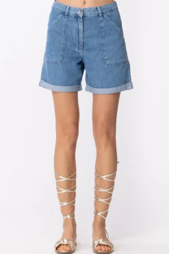Patrizia Pepe Shorts In Jeans con TascheBLEACHED TENCEL WASH