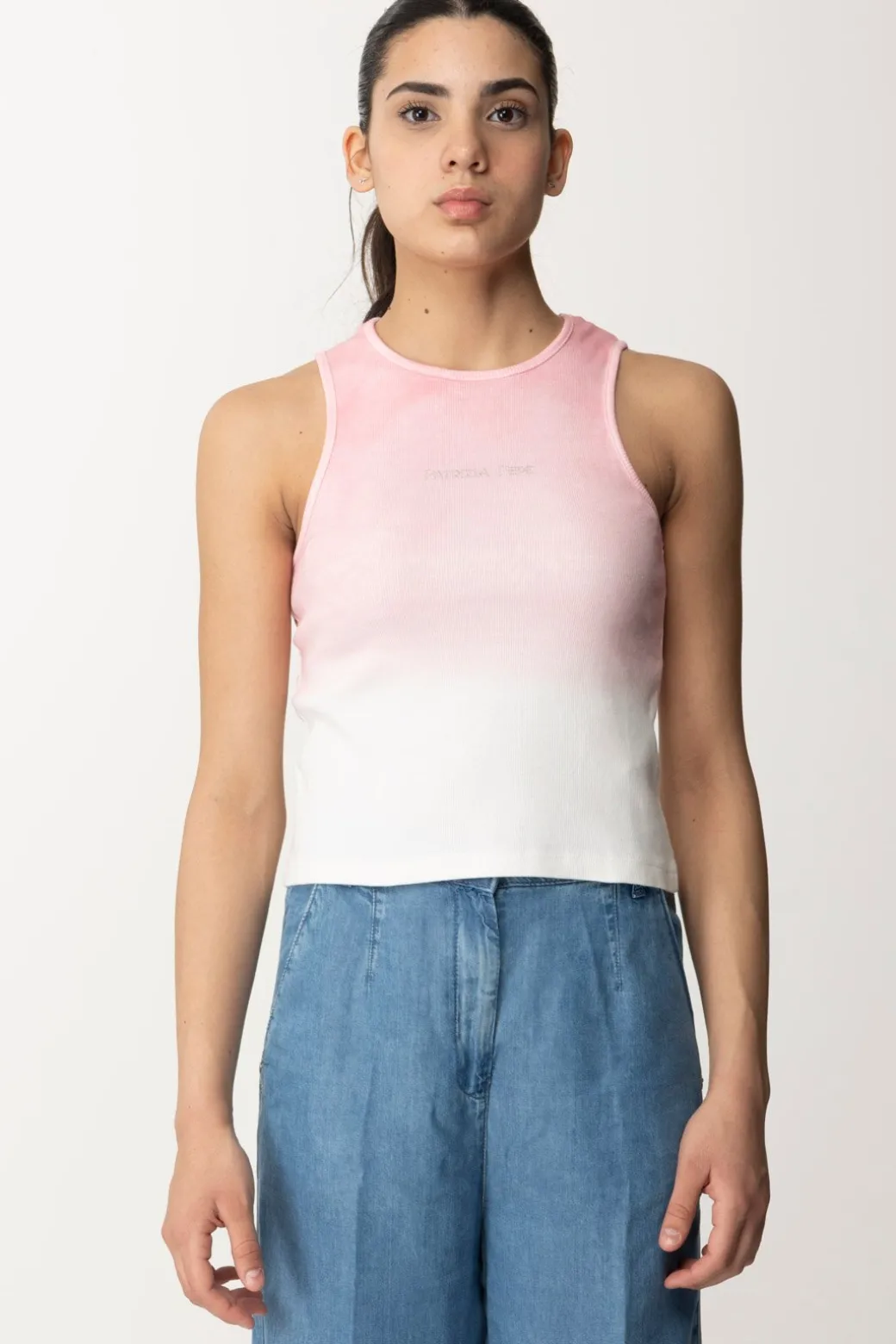 Patrizia Pepe Top a Costine DegradèFRESH PINK & WHITE