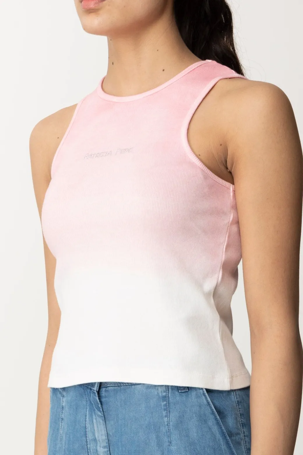Patrizia Pepe Top a Costine DegradèFRESH PINK & WHITE