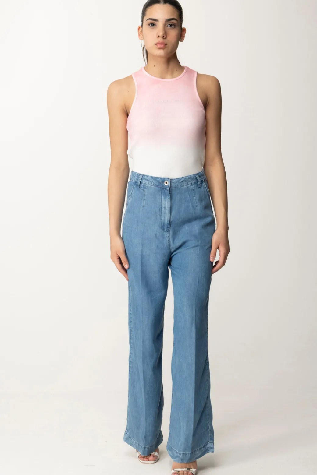 Patrizia Pepe Top a Costine DegradèFRESH PINK & WHITE