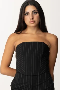 Patrizia Pepe Top Bustier Gessato In FlanellaBLACK STRIPES