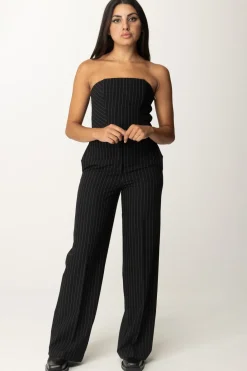 Patrizia Pepe Top Bustier Gessato In FlanellaBLACK STRIPES