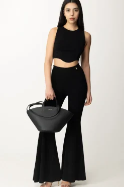 Patrizia Pepe Top Crop con Lavorazione TraforataNERO