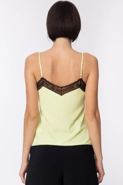 Patrizia Pepe Top In Viscosa con Pizzo LogatoSUNNY LIME