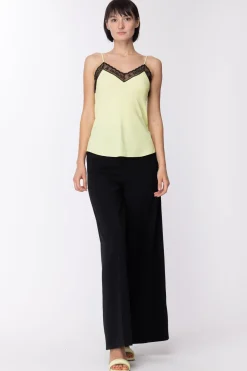 Patrizia Pepe Top In Viscosa con Pizzo LogatoSUNNY LIME
