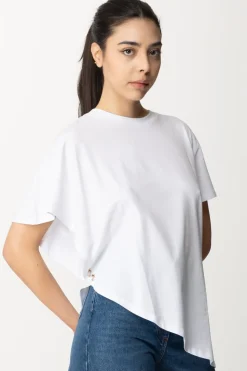 Patrizia Pepe T-shirt Asimmetrica con PiercingBIANCO OTTICO