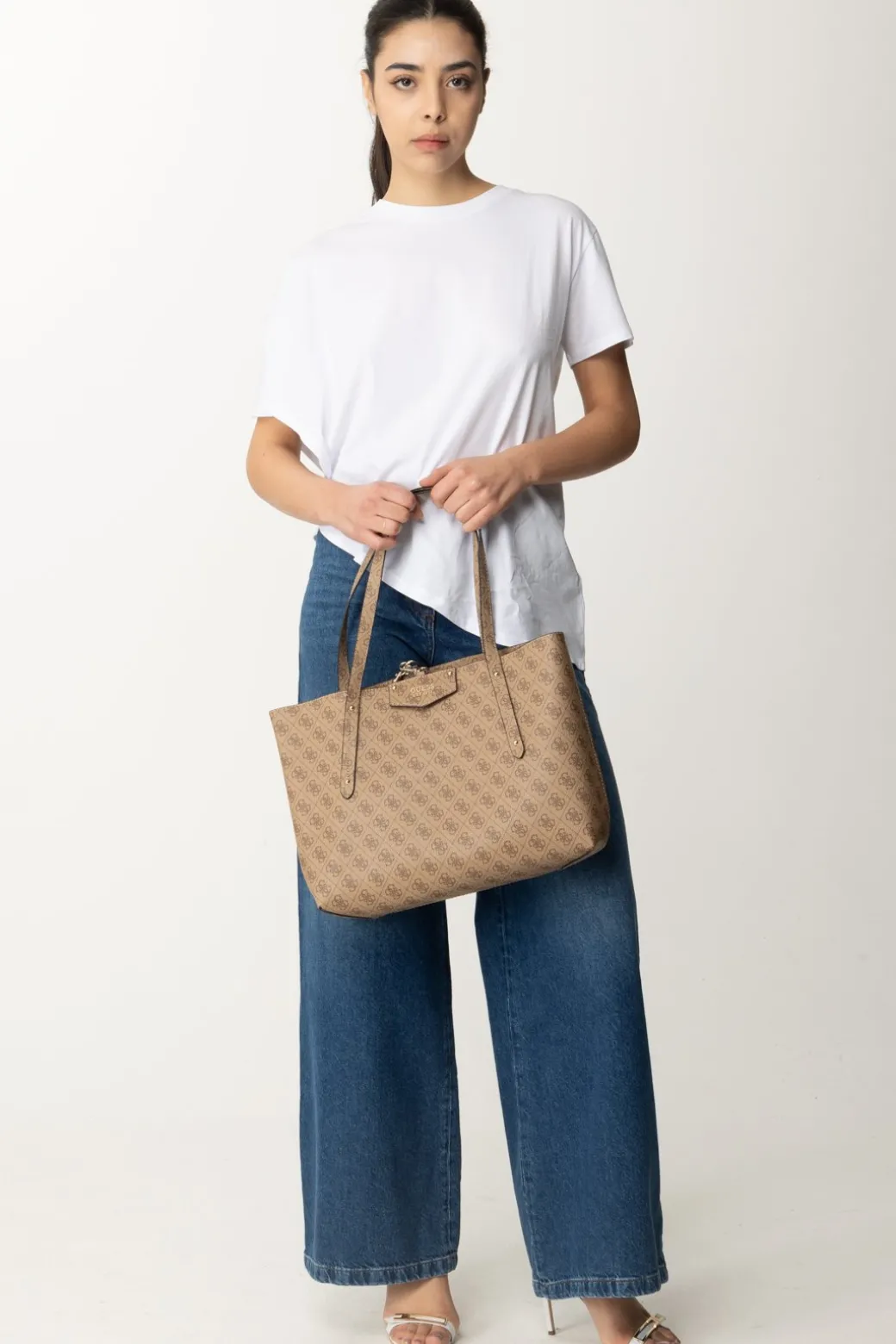 Patrizia Pepe T-shirt Asimmetrica con PiercingBIANCO OTTICO