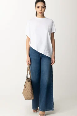 Patrizia Pepe T-shirt Asimmetrica con PiercingBIANCO OTTICO