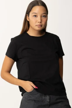 Patrizia Pepe T-shirt Basica con Logo LetteringNERO