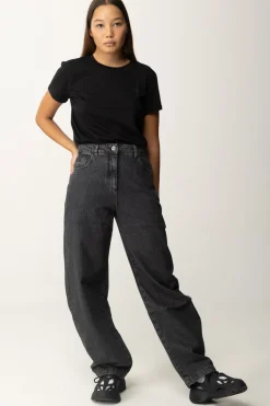 Patrizia Pepe T-shirt Basica con Logo LetteringNERO