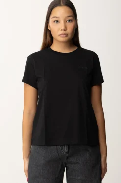 Patrizia Pepe T-shirt Basica con Logo LetteringNERO